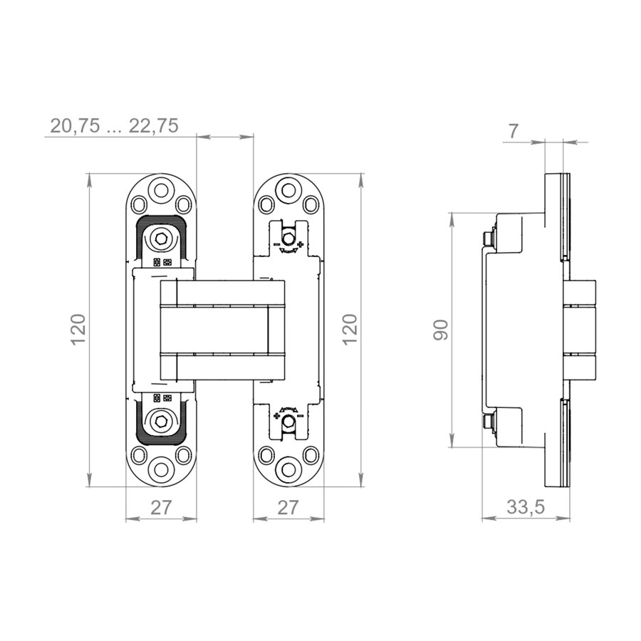 Дверная фурнитура Петля скрытой установки U3D7002 BL черный TECH
