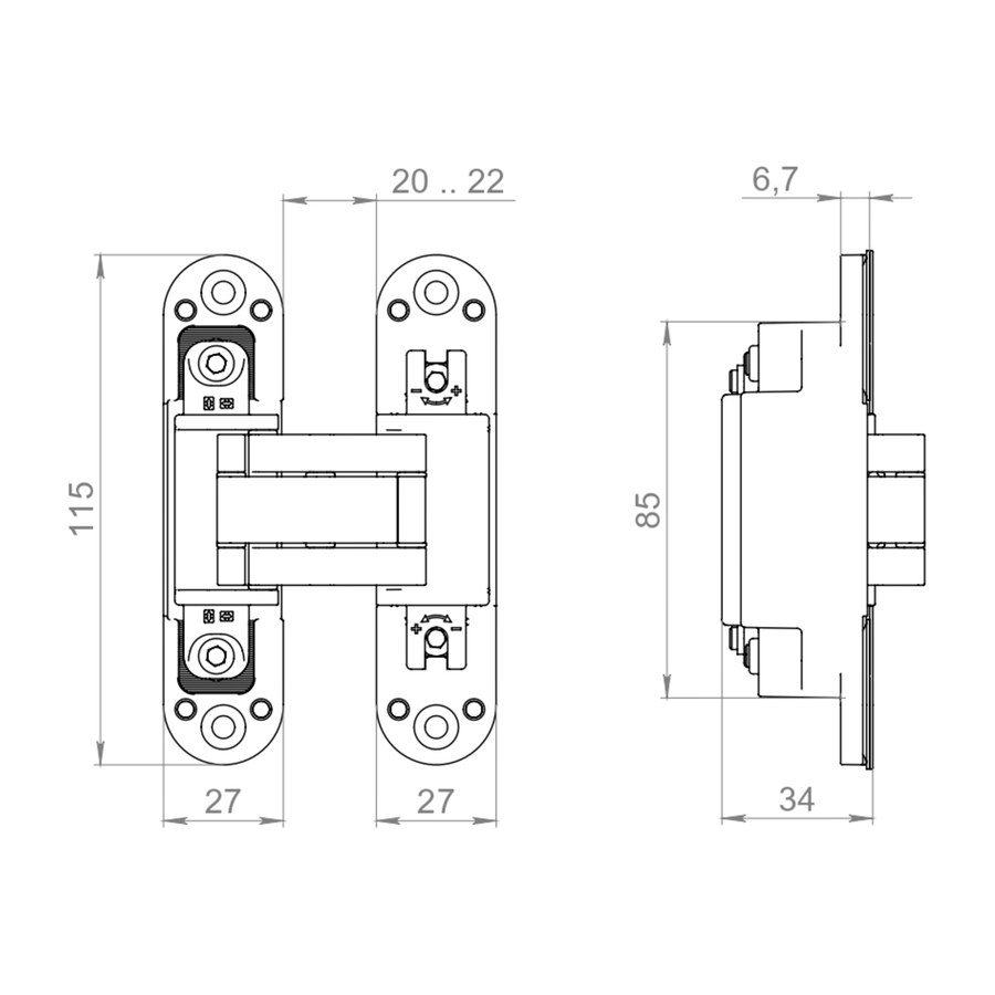 Дверная фурнитура Петля скрытой установки U3D4100.VPG SC мат. хром TECH