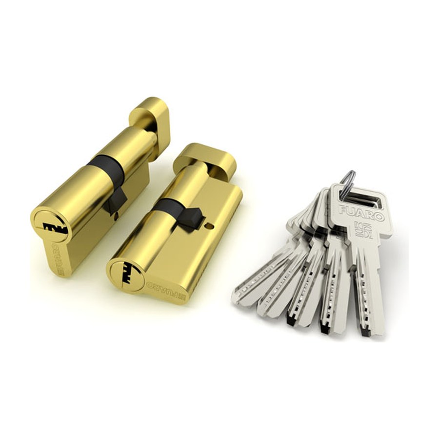Цилиндровый механизм (R602/70) R6002Knob70(30+10+30) PB латунь 5Key с вертушкой