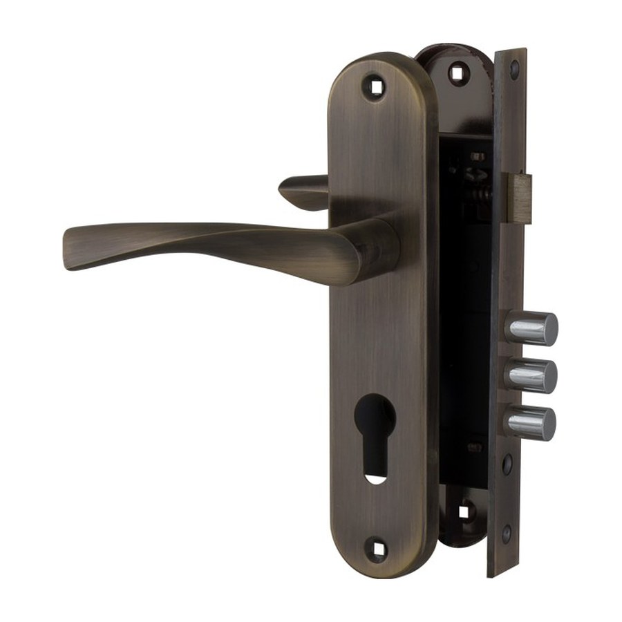 Замок Цилиндровый Fuaro (Фуаро) с в комплекте с ручкой LOCKSET.1511W/B (SET F1511W/B) AB бронза