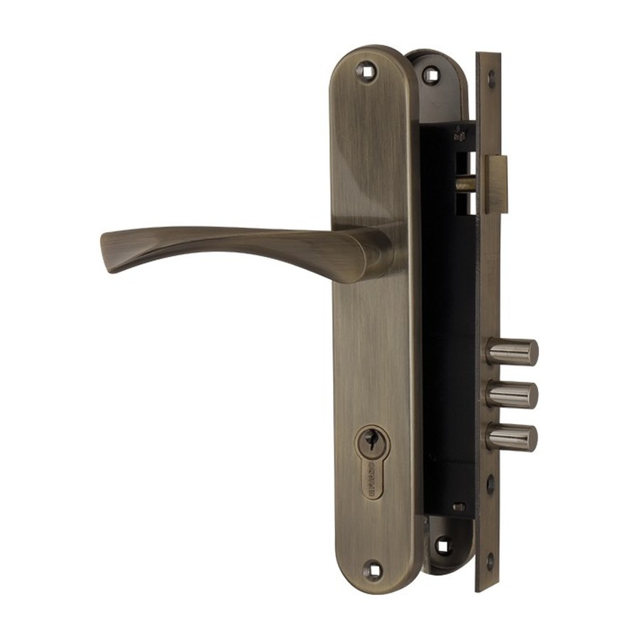 Замок Цилиндровый Fuaro (Фуаро) с в комплекте с ручкой LOCKSET.9011 (SET F9011) AB бронза