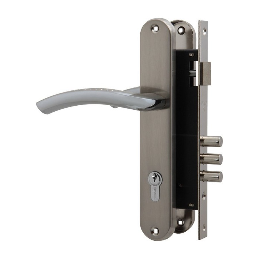 Замок Цилиндровый Fuaro (Фуаро) с в комплекте с ручкой LOCKSET.9013 (SET F9011) SN/CP мат.никель