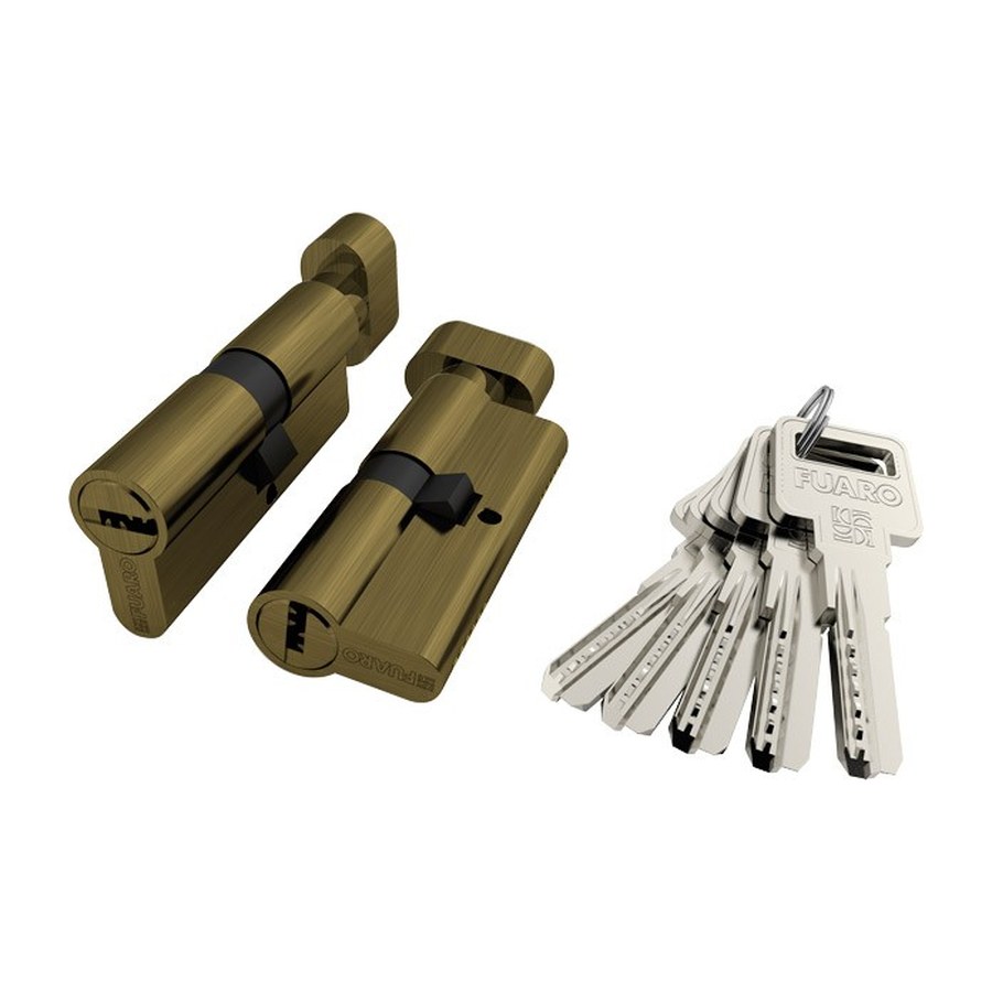 Цилиндровый механизм (R602/60) R6002Knob60(25+10+25) AB бронза 5Key с вертушкой