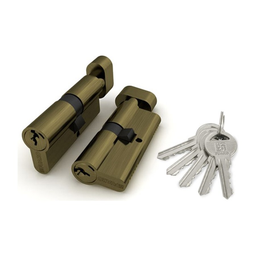 Цилиндровый механизм (100 ZM/70) 1000ZMKnob70(30+10+30) AB бронза 5Key с вертушкой