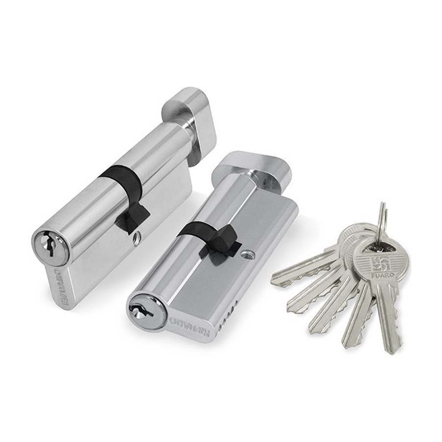Цилиндровый механизм (100 ZM/80) 1000ZMKnob80(30+10+40) CP хром 5Key с вертушкой