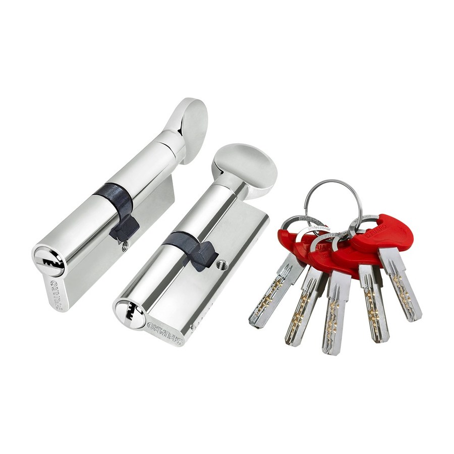 Дверная фурнитура Цилиндровый механизм (D-PRO502-8/80) D-PRO5002-8Knob80(35+10+35) CP хром 5+1Key с верт. перекод.