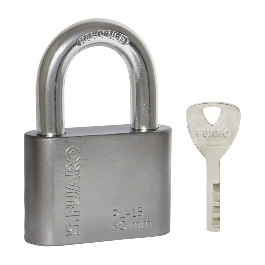 Замок навесной PL-WEATHER-1550 Nickel 4 fin key ( PL-15-50) диск. /блистер