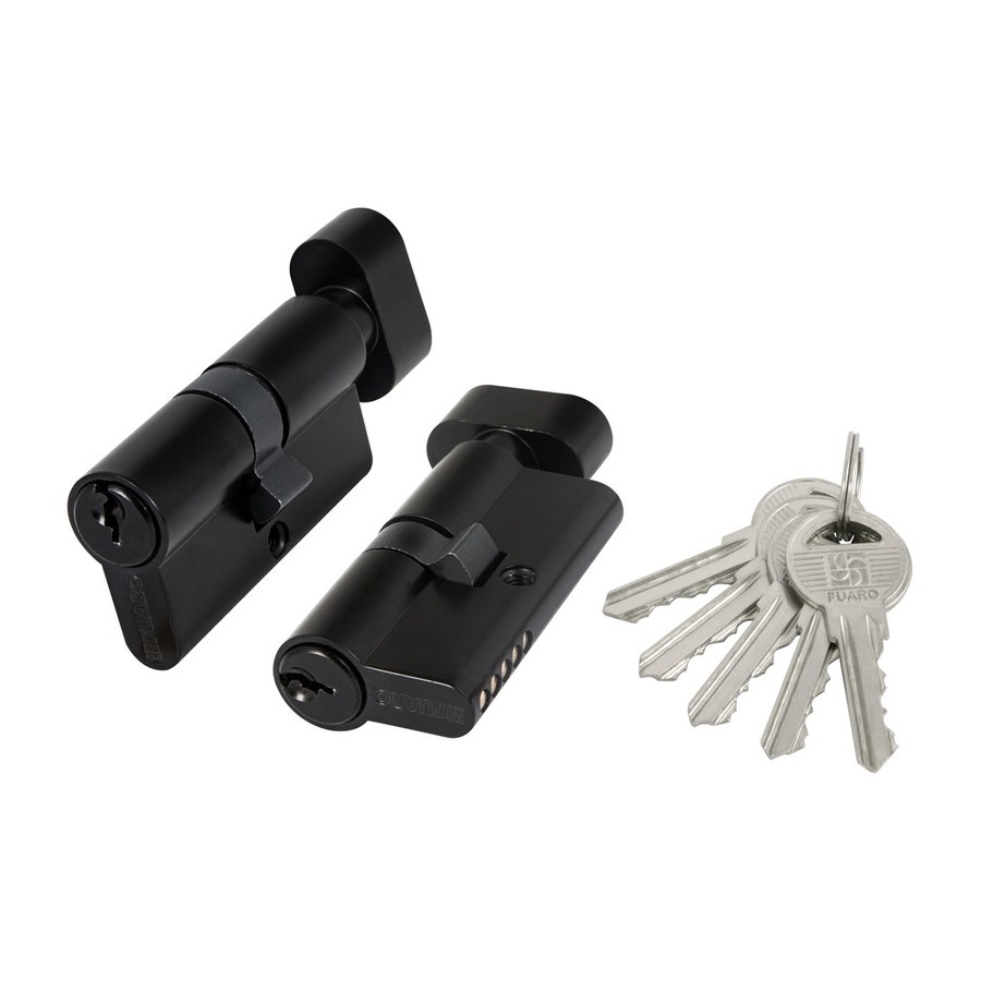 Цилиндровый механизм (100 ZM/70) 1000ZMKnob70(30+10+30) BL черный, 5 кл. с вертушкой
