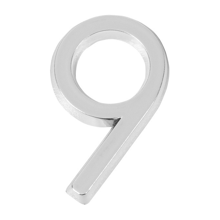 Дверная фурнитура Цифра “9” самоклеящаяся ABS (50х37) (FUARO) CP хром
