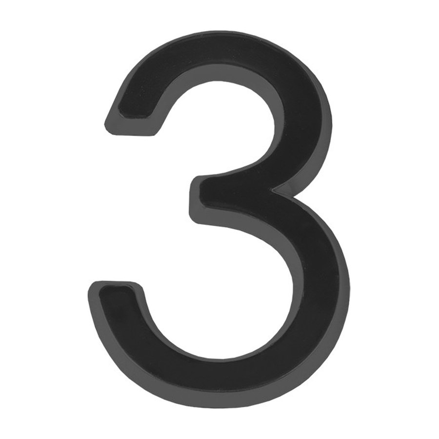 Цифра “3” самоклеящаяся ABS (50х37) (FUARO) BL черный
