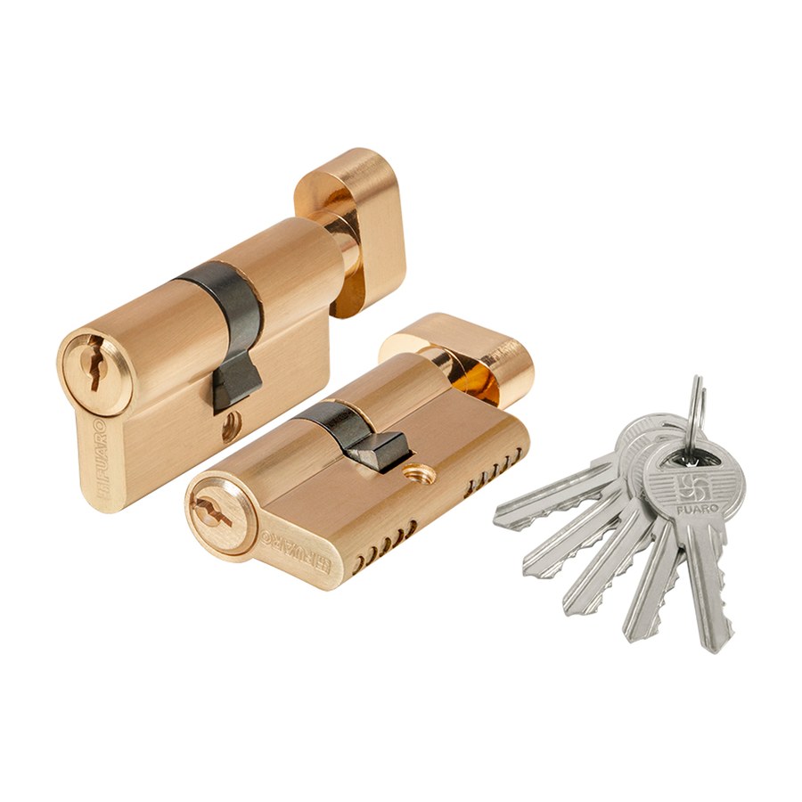 Цилиндровый механизм 1000ZM Knob60(25+10+25) SSG сатинированное золото 5Key с вертушкой