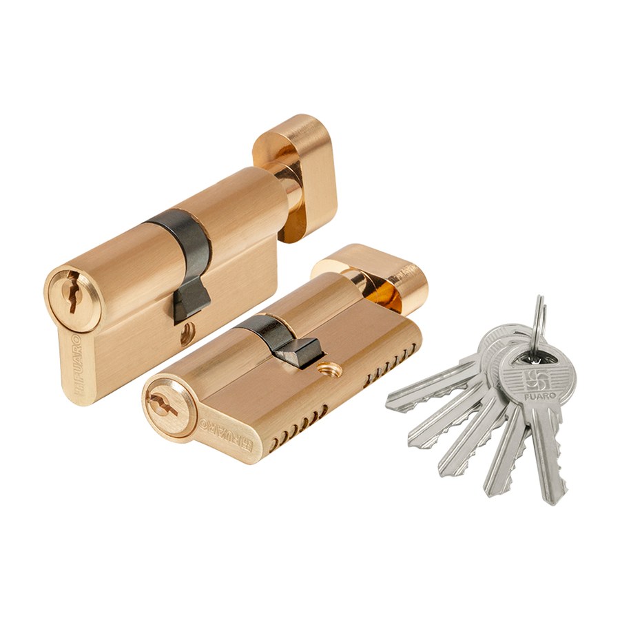 Цилиндровый механизм 1000ZM Knob70(30+10+30) SSG сатинированное золото, 5Key с вертушкой