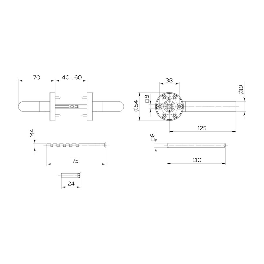Ручка раздельная R.DSS201-0201/19 (DSS-0201/19) INOX 201 BL-24 черный
