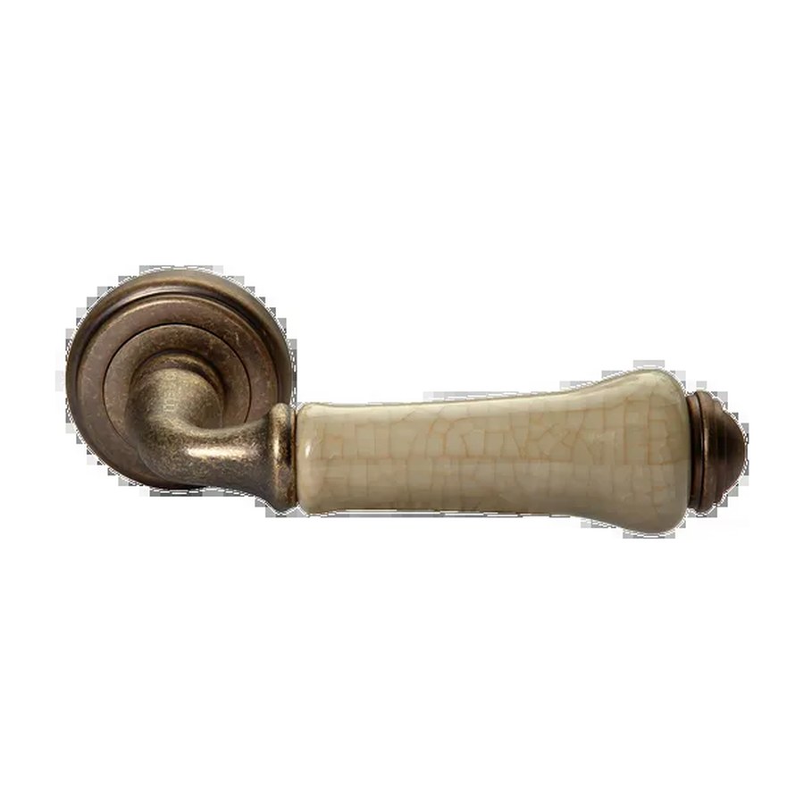 Дверная фурнитура Ручка дверная UMBERTO MH-41-CLASSIC OMB/CH раздельная на круглой розетке, цвет старая матовая бронза/шампань, ЦАМ