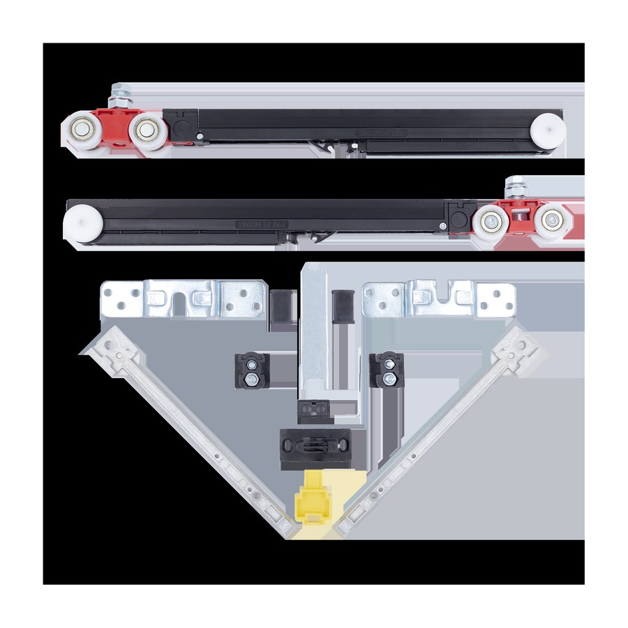 Комплект роликов для раздвижных дверей ECO SLIDING SET 3 80kg NEW, двойной доводчик, вес полотна до 80 кг