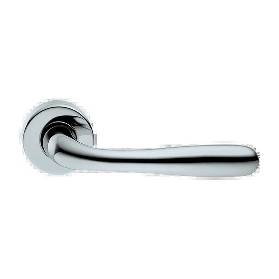 Ручка дверная RUBINO R3-E CRO на круглой розетке, цвет хром, латунь