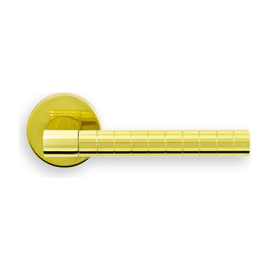 Ручка дверная HIDE VOLUME R6 OTL раздельная на круглой розетке, цвет золото, латунь