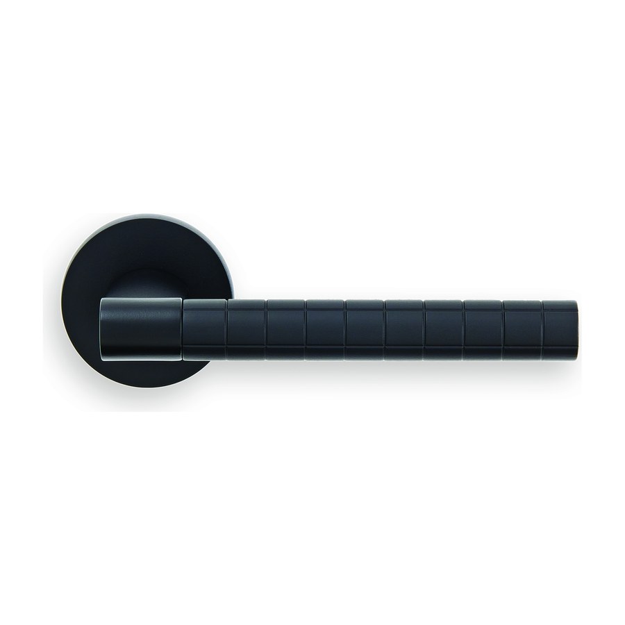 Дверная фурнитура Ручка дверная HIDE VOLUME R6 NERO-ST на круглой розетке, цвет черный soft touch