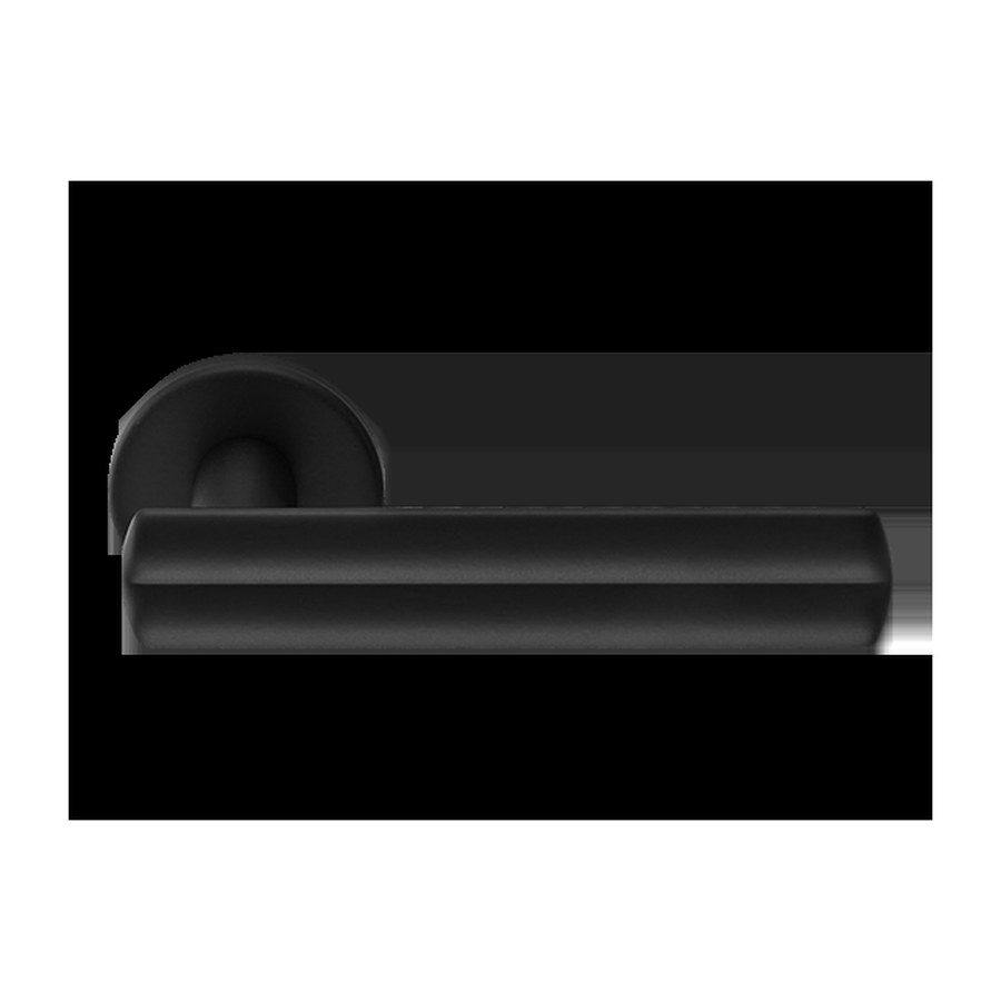 Ручка дверная PANATHENAIC R6 NERO-ST на круглой розетке цвет черный soft touch