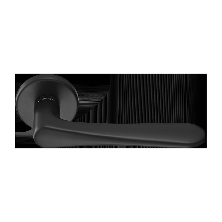 Дверная фурнитура Ручка дверная AULA R6 NERO-ST на круглой розетке цвет черный soft touch