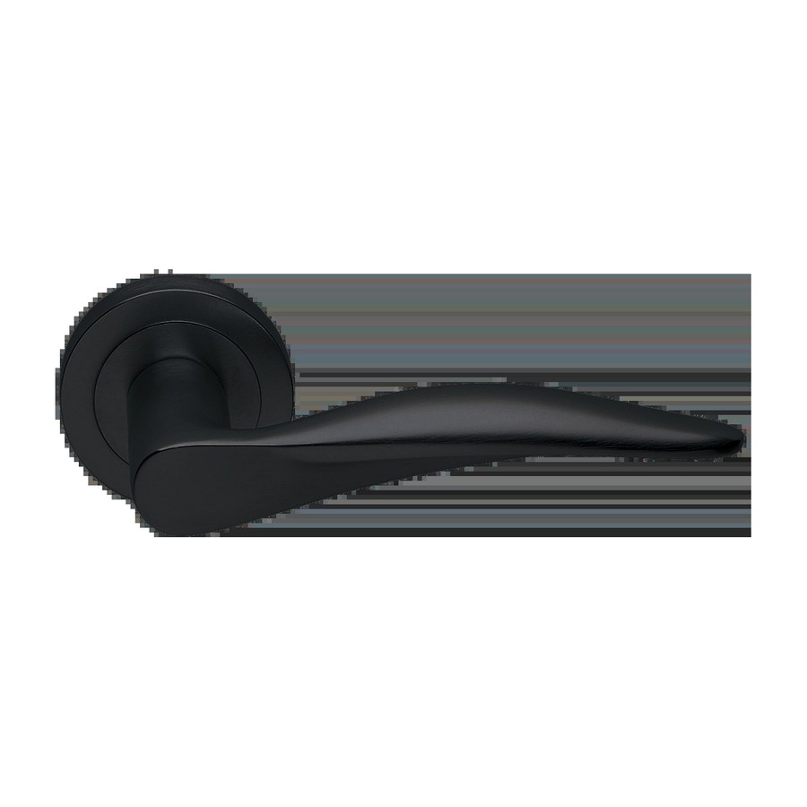 Ручка дверная DALI R2 NERO-ST на круглой розетке,на круглой розетке цвет черный soft touch