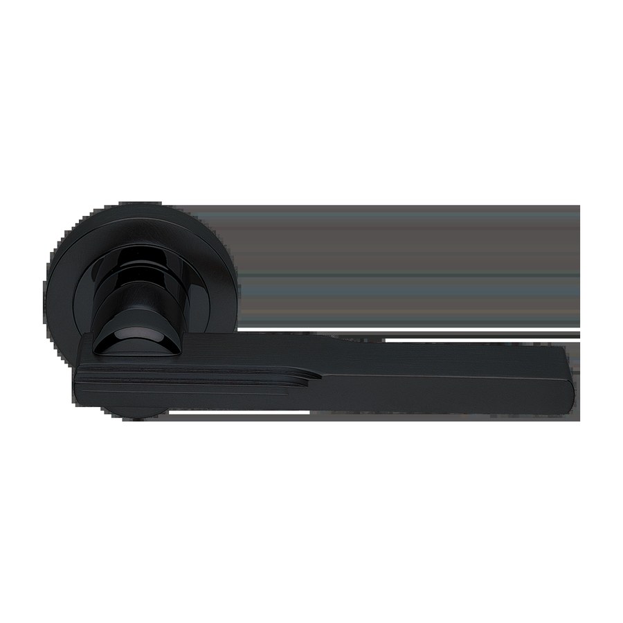 Ручка дверная VERONICA R2 NERO-ST на круглой розетке,на круглой розетке цвет черный soft touch