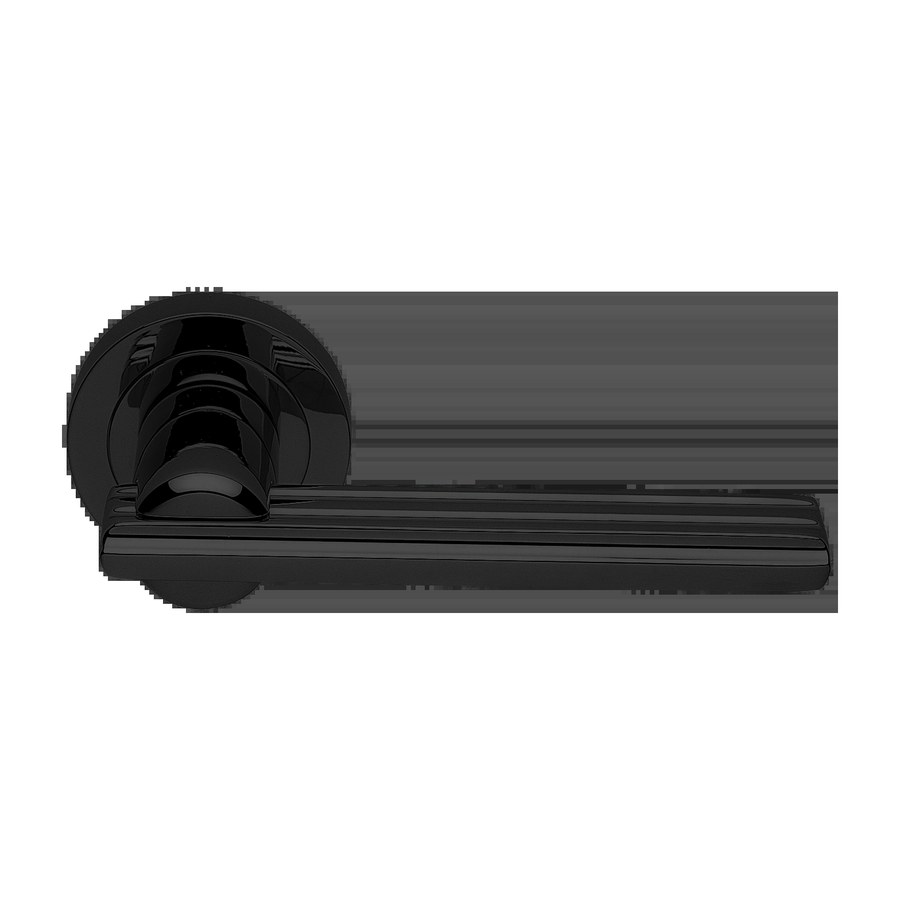 Ручка дверная ORCHIDEA R2 NERO-ST на круглой розетке,на круглой розетке цвет черный soft touch