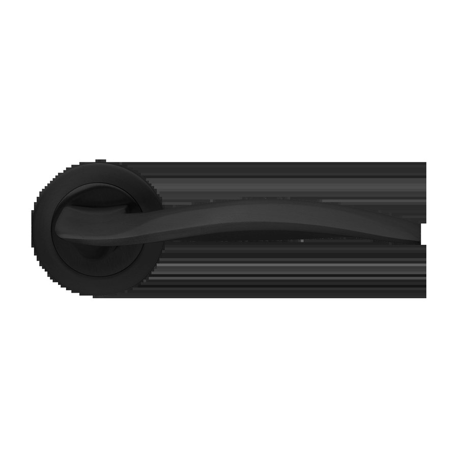 Дверная фурнитура Ручка дверная WAVE R2 NERO-ST на круглой розетке,на круглой розетке цвет черный soft touch