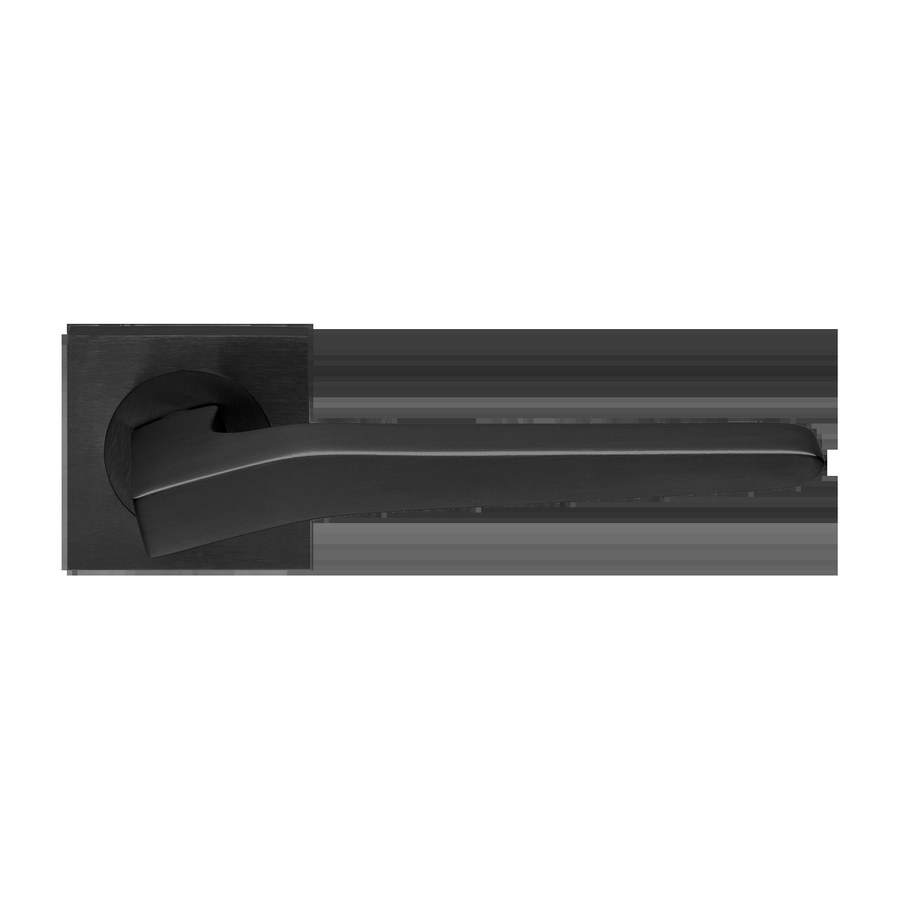 Дверная фурнитура Ручка дверная HILL S2 NERO-ST на квадратной розетке цвет черный soft touch