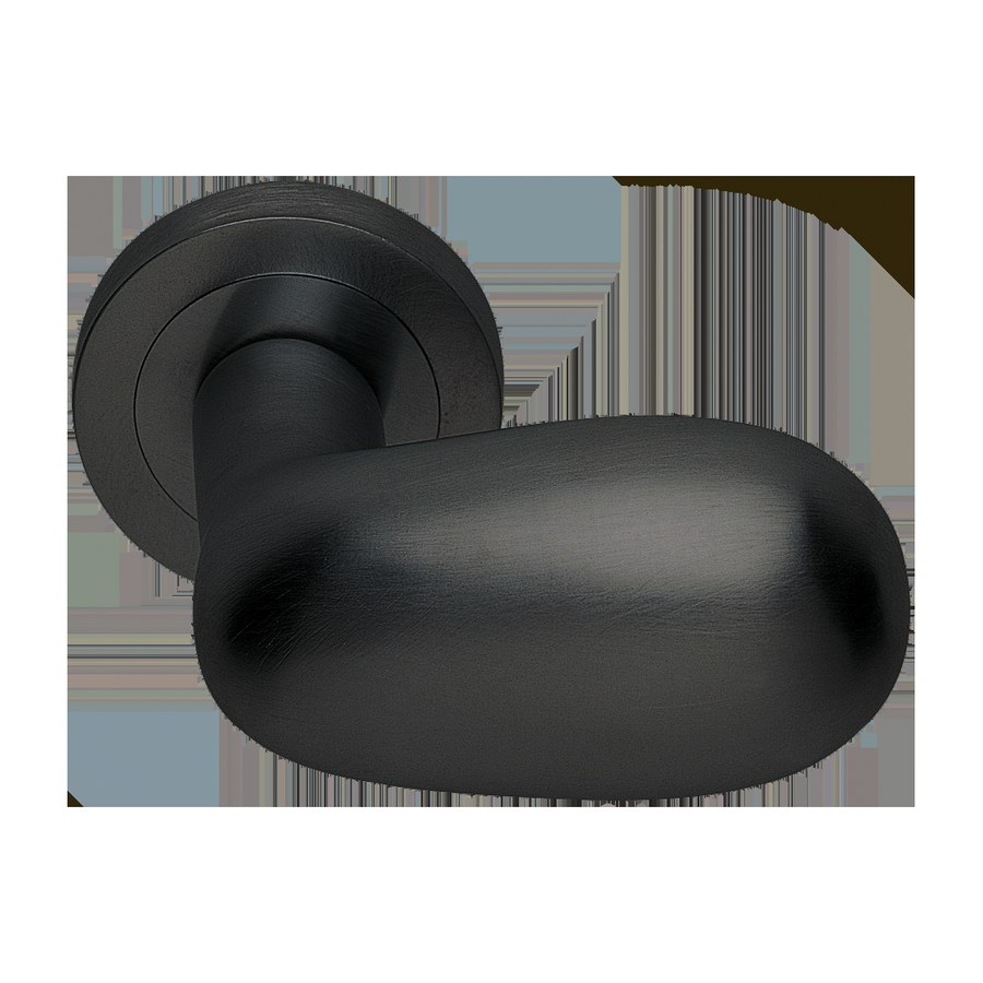 Ручка дверная UOVO R2 NERO-ST на круглой розетке,на круглой розетке цвет черный soft touch