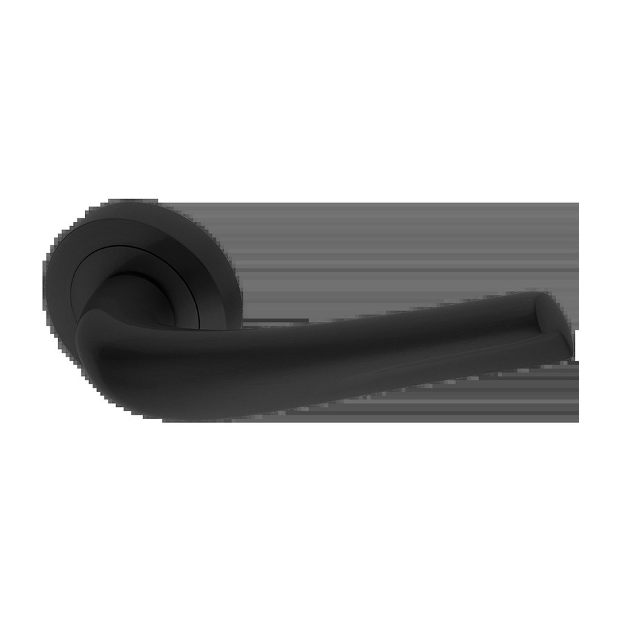 Ручка дверная RAFT R2 NERO-ST на круглой розетке,на круглой розетке цвет черный soft touch