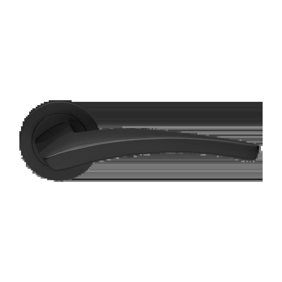 Дверная фурнитура Ручка дверная WIND R2 NERO-ST на круглой розетке,на круглой розетке цвет черный soft touch