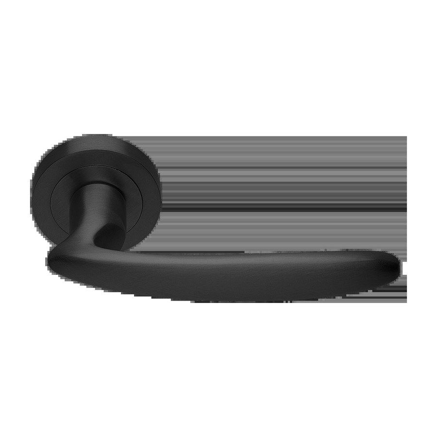 Ручка дверная FLAMINGO R2 NERO-ST на круглой розетке,на круглой розетке цвет черный soft touch