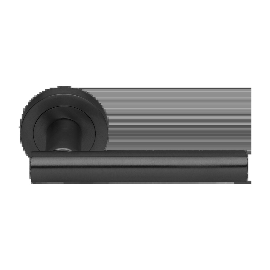Ручка дверная CALLA R2 NERO-ST на круглой розетке,на круглой розетке цвет черный soft touch