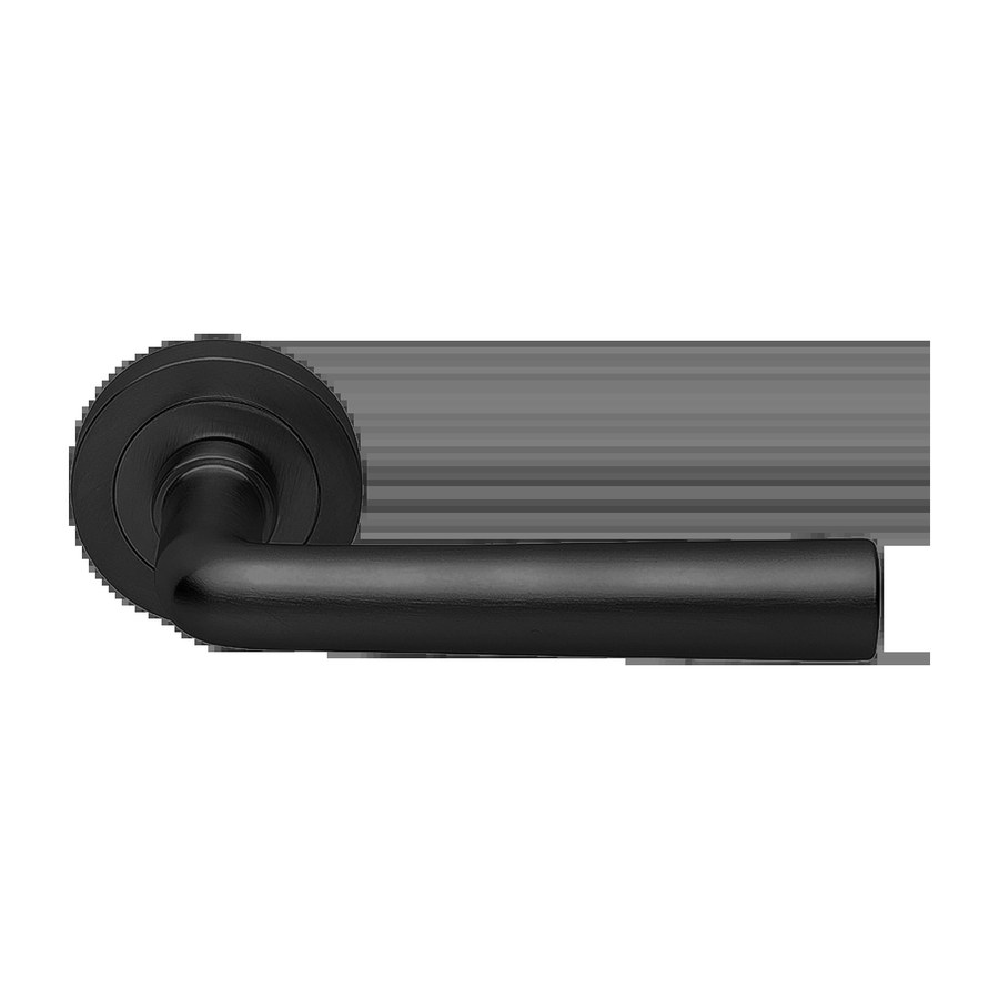 Ручка дверная UNDER R2 NERO-ST на круглой розетке,на круглой розетке цвет черный soft touch