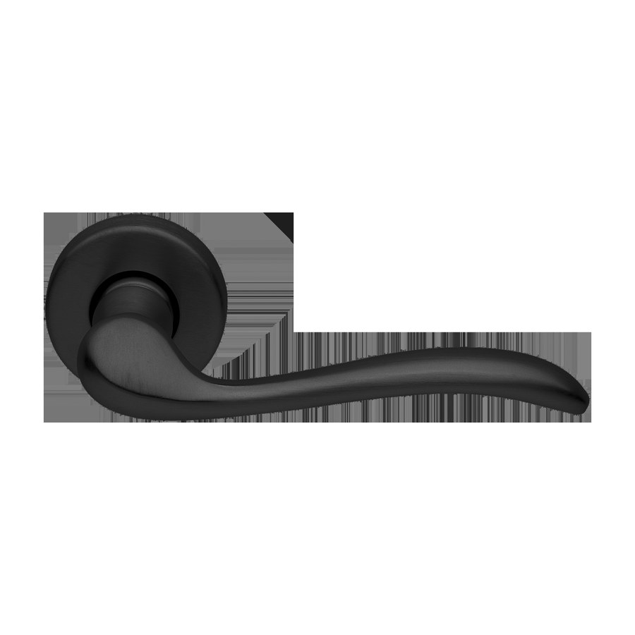 Дверная фурнитура Ручка дверная TOSCANA R3-E NERO-ST на круглой розетке цвет черный soft touch