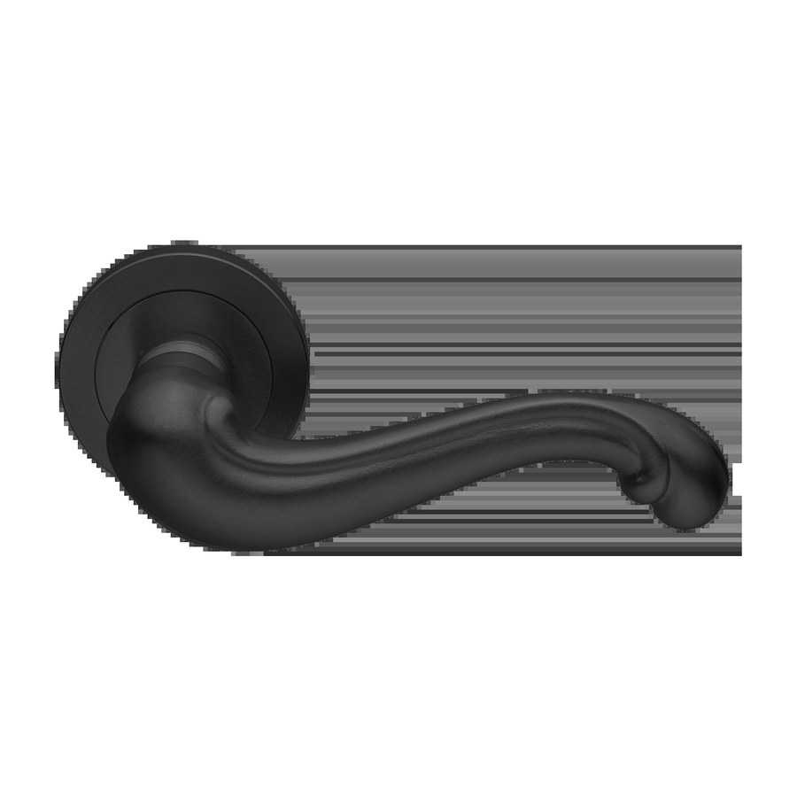 Ручка дверная BAROCCO R2 NERO-ST на круглой розетке,на круглой розетке цвет черный soft touch