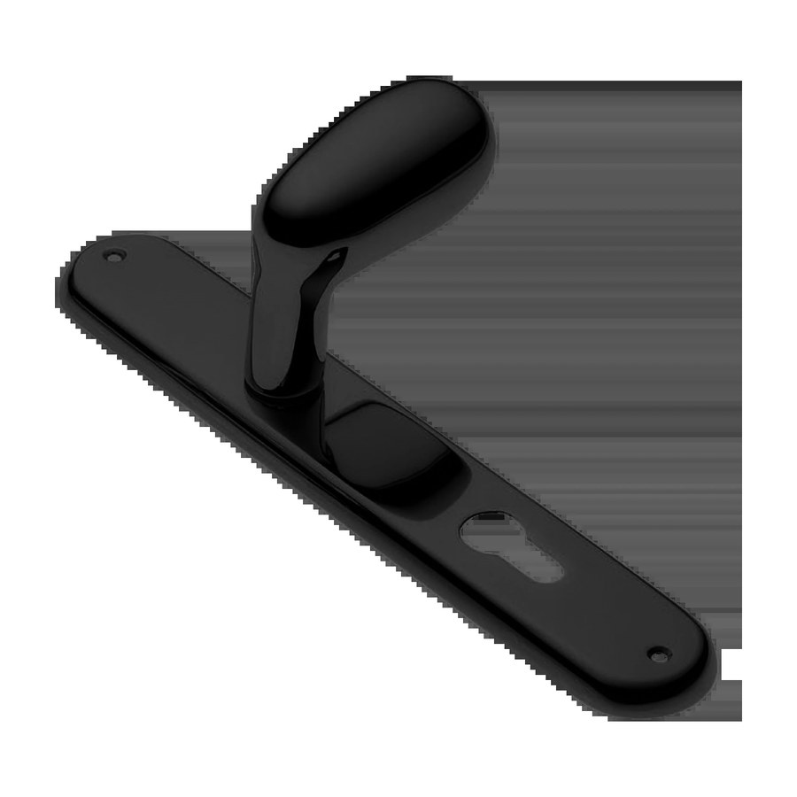 Дверная фурнитура Ручка дверная UOVO PL NERO-ST на планке цвет черный soft touch
