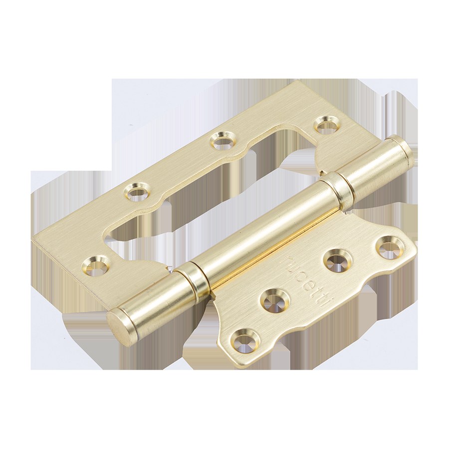 Петля карточная стальная RFHN-100*75*2,5 MSG с подшипником универсальная, без врезки на круглой оси, вес полотна до 20 кг, цвет матовое сатинированное золото