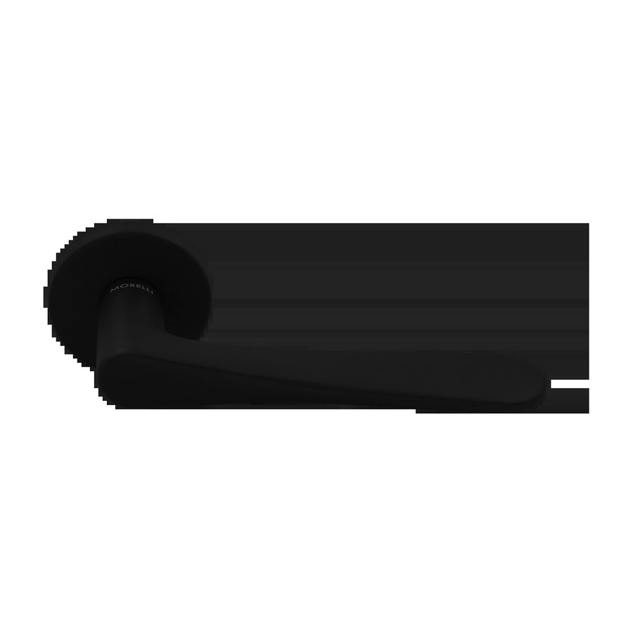 Дверная фурнитура Ручка дверная AULA R5 NERO-ST на круглой розетке, цвет черный soft-touch, ЦАМ