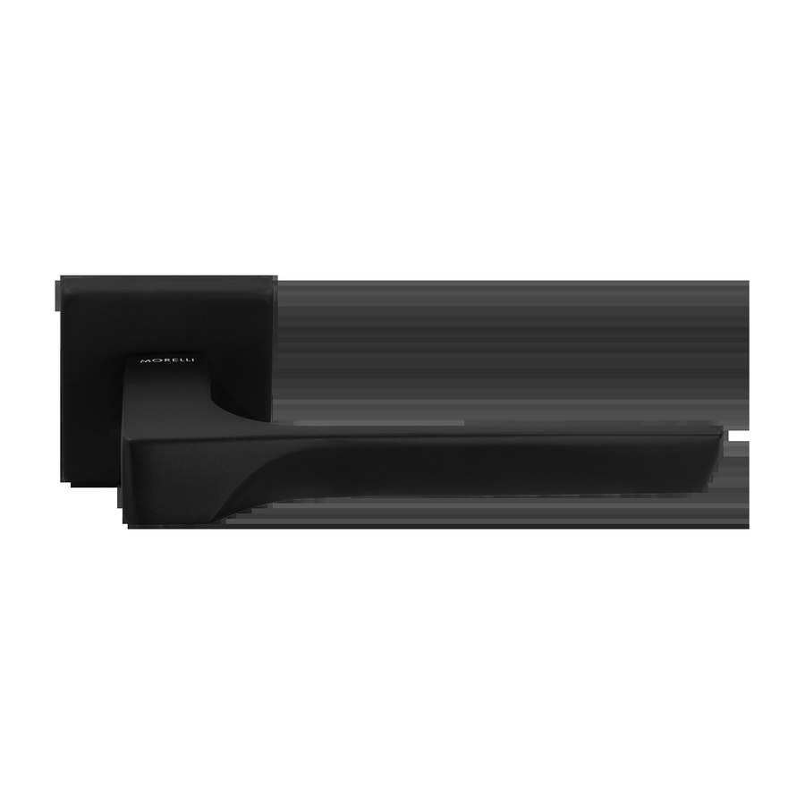 Ручка дверная FIORD S5 NERO-ST на квадратной розетке цвет черный soft-touch, ЦАМ